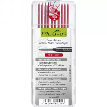 PICA-MARKER Pica DRY Refills Red - 10 Minen, 2,8 mm, wasserlöslich