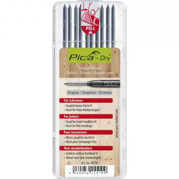 Pica DRY Nachfüllminen für Schreiner - 9 Minen (Graphit, Rot, Gelb) 2,8 mm