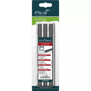 PICA BIG DRY Refills Carpenter 2H - 12 Minen, rechteckig 2x5mm, 150mm, schwarzer Graphit