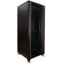 IT-BUDGET 19 inch Netzwerkschrank SRK - 42U - 800x800 mm - Sicht-/Stahlblechtür - Kabelkanäle - montiert - schwarz (99ITB19SRK4288GSNM)
