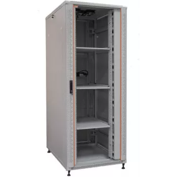 IT-BUDGET 19-Zoll Netzwerkschrank SRK - Komplettset - 42U - 800x800 mm - Sicherheitsglas-/Vollstahltür - 4 Aktivlüfter - PDU - Einlegeböden - vormontiert - Lichtgrau (99ITB19SRK4288GGM)