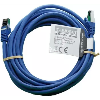 IT-BUDGET Full Copper Premium Patchkabel - Flex AWG 26 - Cat.8.1 - 2000 MHz - Halogenfrei - PoE+ - 40 Gbit - Blau - 5 m