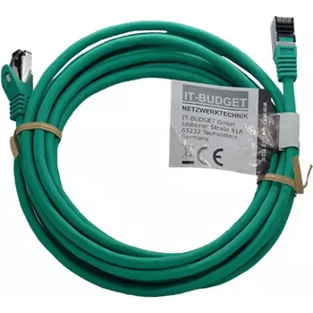 IT-BUDGET Full Copper Premium Patchkabel - Flex AWG 26 - Cat.8.1 - 2000 MHz - halogenfrei - PoE+ - 40 Gbit - Grün - 5 m