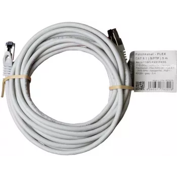 IT-BUDGET Full Copper Premium Patchkabel - Flex AWG 26 - Cat.8.1 - 2000 MHz - halogenfrei - PoE+ - 40 Gbit - grau - 5 m