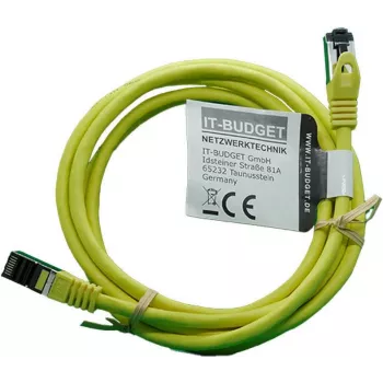 IT-BUDGET Full Copper Premium Patchkabel - Flex AWG 26 - Cat.8.1 - 2000 MHz - halogenfrei - PoE+ - 40 Gbit - Gelb - 3 m
