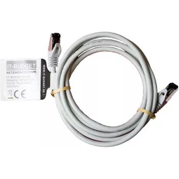 IT-BUDGET Full Copper Premium Patchkabel - Flex AWG 26 - Cat.8.1 - 2000 MHz - Halogenfrei - PoE+ - 40 Gbit - Grau - 3 m (90ITBFLEX81PK3G)