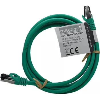 IT-BUDGET Full Copper Premium Patchkabel - Flex AWG 26 - Cat.8.1 - 2000 MHz - halogenfrei - PoE+ - 40 Gbit - Grün - 2 m
