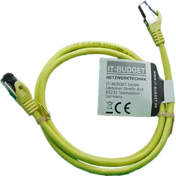 IT-BUDGET Full Copper Premium Patchkabel - Flex AWG 26 - Cat.8.1 - 2000 MHz - Halogenfrei - PoE+ - 40 Gbit - Gelb - 1,5 m