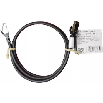 IT-BUDGET Full Copper Premium Patchkabel - Flex AWG 26 - Cat.8.1 - 2000 MHz - Halogenfrei - PoE+ - 40 GBit - Schwarz - 1,5 m