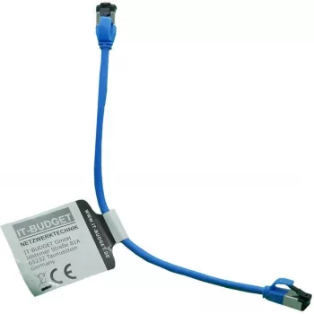 IT-BUDGET Full Copper Premium Patchkabel - Slim AWG 28 - Cat.8.1 - 2000 MHz - halogenfrei - PoE+ - 40 Gbit - Blau - 0,15 m