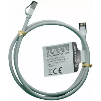 IT-BUDGET Full Copper Premium Patchkabel - Slim AWG 28 - Cat.8.1 - 2000 MHz - Halogenfrei - PoE+ - 40 Gbit - Grau - 1 m