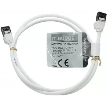 IT-BUDGET Full Copper Premium Patchkabel - Slim AWG 28 - Cat.8.1 - 2000 MHz - Halogenfrei - PoE+ - 40 Gbit - Weiß - 1 m (90ITBSLIM81PK1W)