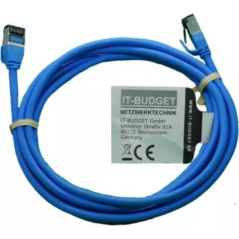 IT-BUDGET Full Copper Premium Patchkabel - Slim AWG 28 - Cat.8.1 - 2000 MHz - Halogenfrei - PoE+ - 40 Gbit - Blau - 2 m
