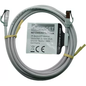 IT-BUDGET Full Copper Premium Patchkabel - Slim AWG 28 - Cat.8.1 - 2000 MHz - halogenfrei - PoE+ - 40 Gbit - Grau - 2 m (90ITBSLIM81PK2G)