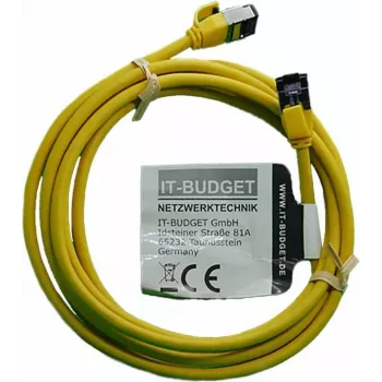 IT-BUDGET Full Copper Premium Patchkabel - Slim AWG 28 - Cat.8.1 - 2000 MHz - halogenfrei - PoE+ - 40 Gbit - Gelb - 2 m