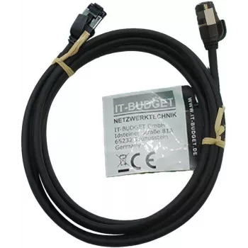 IT-BUDGET Full Copper Premium Patchkabel - Slim AWG 28 - Cat.8.1 - 2000 MHz - Halogenfrei - PoE+ - 40 GBit - Schwarz - 3 m (90ITBSLIM81PK3S)