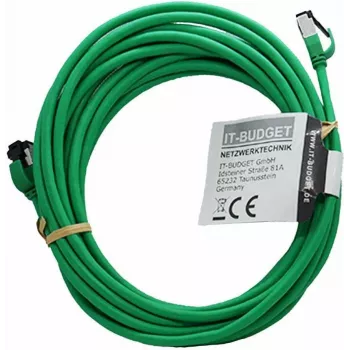 IT-BUDGET Full Copper Premium Patchkabel - Slim AWG 28 - Cat.8.1 - 2000 MHz - Halogenfrei - PoE+ - 40 GBit - Grün - 5 m (90ITBSLIM81PK5GR)