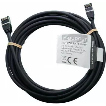 IT-BUDGET Full Copper Premium Patchkabel - Slim AWG 28 - Cat.8.1 - 2000 MHz - Halogenfrei - PoE+ - 40 Gbit - Schwarz - 5 m (90ITBSLIM81PK5S)