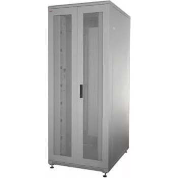 IT-BUDGET 19-Zoll Netzwerkschrank SRK - 38U - 800x800 mm - perforierte Doppeltüren vorne und hinten - Kabelkanäle - montiert - lichtgrau (RAL 7035)