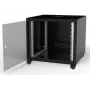 IT-BUDGET 19-Zoll Netzwerkschrank SJB - 10U - 600x600 mm - Glastür - Rückwand - Schwarz (W-3987-01-01-161-BBL)