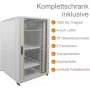 IT-BUDGET 19 inch Netzwerkschrank SRK - Komplettset - 27U - 800x800 mm - Sicht-/Blech-Tür - 4 Aktivlüfter - PDU - Einschübe - Flatpack - Lichtgrau (90ITB19SRK2788GG)