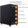 IT-BUDGET 19-Zoll Netzwerkschrank SRK - Komplettset - 27 HE - BxT 800x800 mm - Glas-/Stahlblechtür - 4 Aktivlüfter - PDU - Einschübe - vormontiert - Schwarz (99ITB19SRK2788GSM)