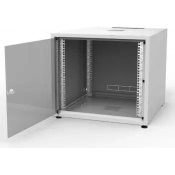 IT-BUDGET 19 inch Netzwerkschrank SJB - 10U - 600x600 mm - Glastür - Rückwand - Lichtgrau (W-3987-01-01-011-BBL)