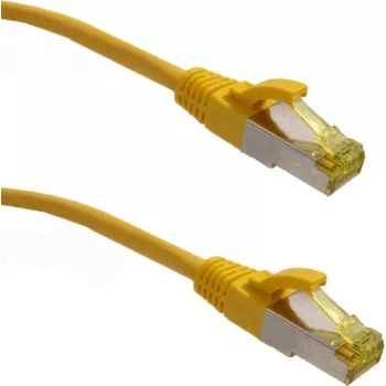 IT-BUDGET Full Copper Premium Patchkabel - Super Flex TPE - Cat.6A - mit Cat.7 Rohkabel - 600 MHz - halogenfrei - PoE+ - 10 GBit - Gelb - 0,15 m