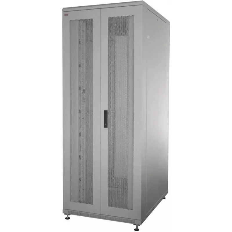 IT-BUDGET 19-Zoll Netzwerkschrank SRK - Komplettset - 42U - BxT 800x800 mm - perforierte Doppeltüren vorne und hinten - 4 Aktivlüfter - PDU - Einlegeböden - Flatpack - lichtgrau (90ITB19SRK4288DTG)
