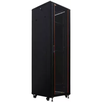 IT-BUDGET 19-Zoll Netzwerkschrank SRK - 42U - 600x800 mm - Glas-/Stahlblechtür - Flatpack - Schwarz (90ITB19SRK4268GSN)
