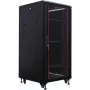 IT-BUDGET 19-Zoll Netzwerkschrank SRK - 27U - 600x600 mm - Tür aus gehärtetem Glas/Vollstahl - vormontiert - Schwarz (99ITB19SRK2766GSNM)