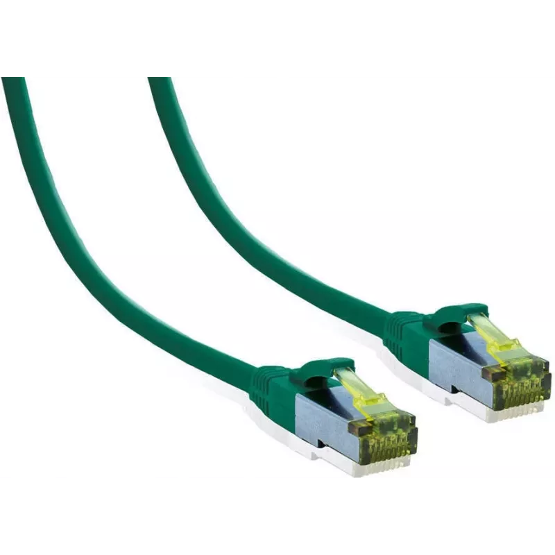 IT-BUDGET Full Copper Premium Patch Cable Cat.6A with Cat.7 Raw Cable 600 MHz LSZH PoE+ 10Gbit Green 30 m