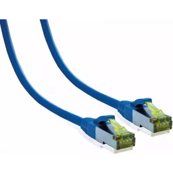 IT-BUDGET Full Copper Premium Patchkabel Cat.6A mit Cat.7 Rohkabel 600 MHz halogenfrei PoE+ 10Gbit Blau 7,5 m