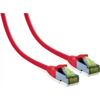 IT-BUDGET Full Copper Premium Patchkabel Cat.6A mit Cat.7 Rohkabel 600 MHz LSZH PoE+ 10Gbit Rot 1,5 m