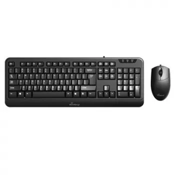 MediaRange Kabelgebundenes Tastatur- und optisches 3-Tasten-Maus-Set, QWERTY (GR), Schwarz (MROS108-GR)