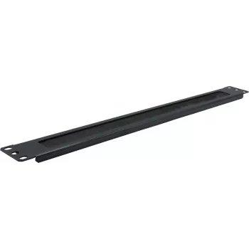Rockstable 1U 19 Zoll Bürstendichtung Kabelmanagement-Panel - Stahl - Schwarz (RS19-BCM)