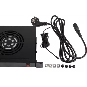 Rockstable 1U 19-Zoll Lüftereinheit - Kühlgebläse - Schwarz - Stahl - 2 Lüfter - 12 cm - 330 m³/h (RS19-FT1U2TM)
