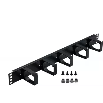 Rockstable 1U 19 inch 5-Port Kabelmanagement-Panel - Schwarz - 483 mm - 74 mm (RS19-03)