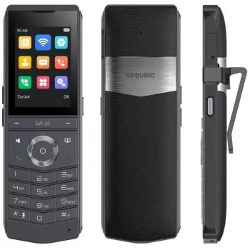 GEQUDIO GW-20 WLAN IP-Telefon mit Ladestation, SIP-kompatibel