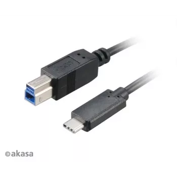 Akasa USB 3.1 Gen2 Kabel C - B USB-C Stecker auf USB-B Stecker - 1m Schwarz
