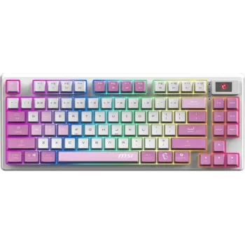 MSI Forge GK600 TKL RGB Mechanische Gaming-Tastatur, Französisches AZERTY-Layout, Weiß/Lila, Kailh Red Switches