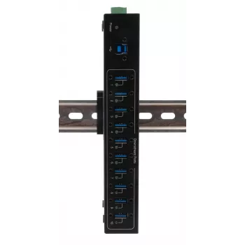 Exsys USB 3.2 Gen 1 10-Port Metal Hub mit DIN-Schienen-Kit, VIA VL811+ Chipsatz, 5 Gbps, 5V/4A Netzteil, 1,8m Kabel