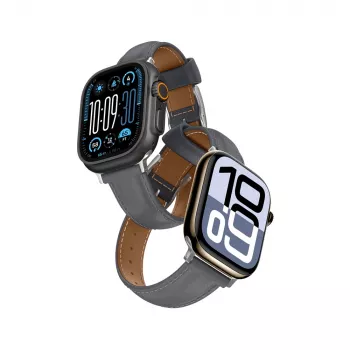 AMAZINGTHING Class Band Lederarmband für Apple Watch 45/46/49 mm - Grau