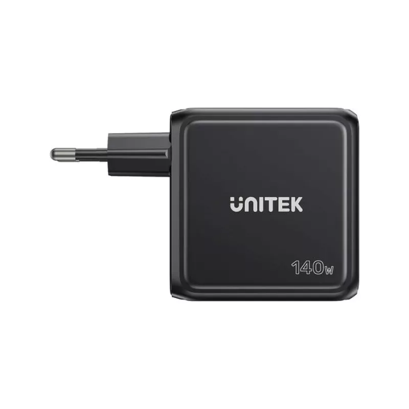 UNITEK GaN Charger mit Display 140W 3xUSB-C 1xUSB-A PD3.0 QC4.0 Schwarz