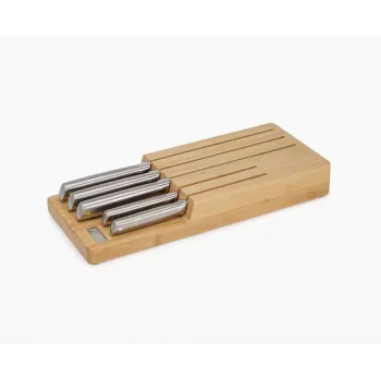 Joseph Joseph Elevate SST Messerset mit Bambus-Aufbewahrungsschublade, 6-teilig, Silber/Beige 10563