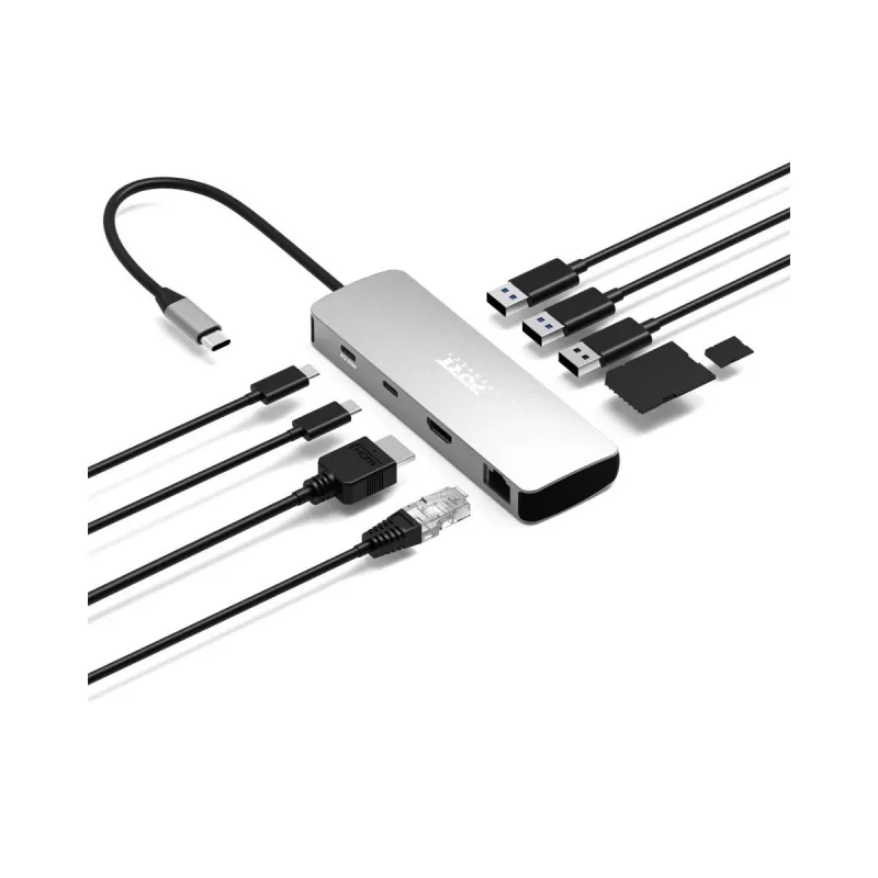 PORT Designs USB-C 9-in-1 Docking Station mit 4K HDMI und 85W PD - Space Grey