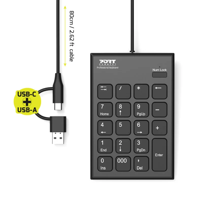 PORT Designs PORT Connect Numeric Keypad USB-C Schwarz