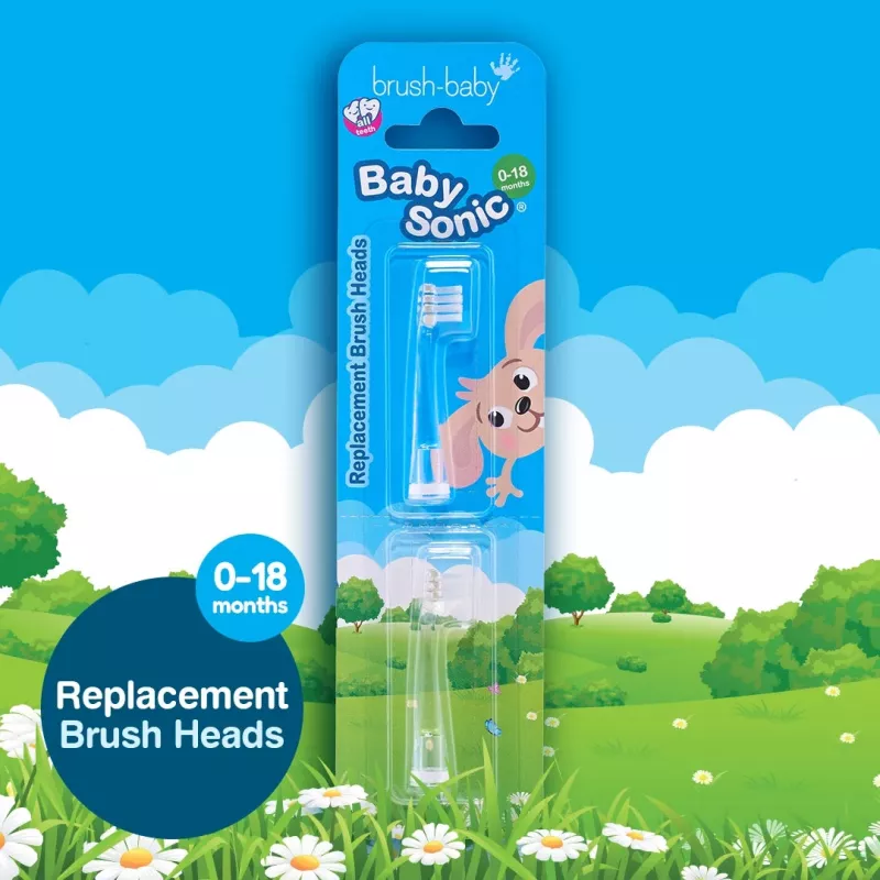 Brush-Baby BabySonic Ersatzbürstenköpfe 0-18 Monate 2er-Pack Weiß