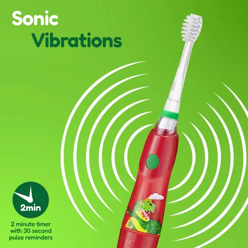 BRUSH BABY Kidz Sonic Electric Toothbrush for Children 3+ Years - Dinosaur Design