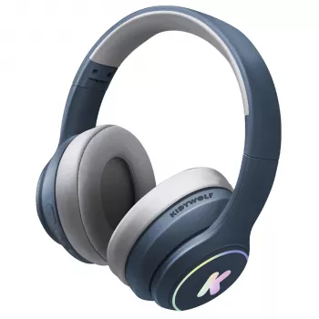 Kidywolf Bluetooth-Kopfhörer Blau - On-Ear Wireless Headset mit Mikrofon, 85dB Lautstärkebegrenzung, 15h Akku, zusammenklappbar, für Kinder
